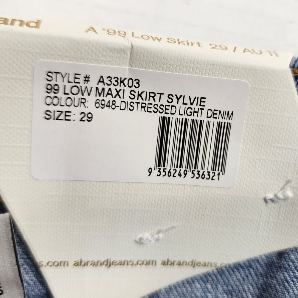 Jean Skirt Abrand Denim Maxi Denim Skirt Sylvie Light Wash Blue Slit size 29 - Picture 3 of 14